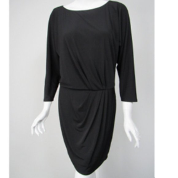 Trina Turk Dresses & Skirts - EUC [Trina Turk] Solid Black, 3/4 Sleeve, Knee-Length Draped Dress Womens Sz 6